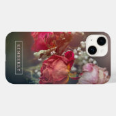 Elegant roze bloemen Aangepaste iPhone Case (Achterkant (horizontaal))