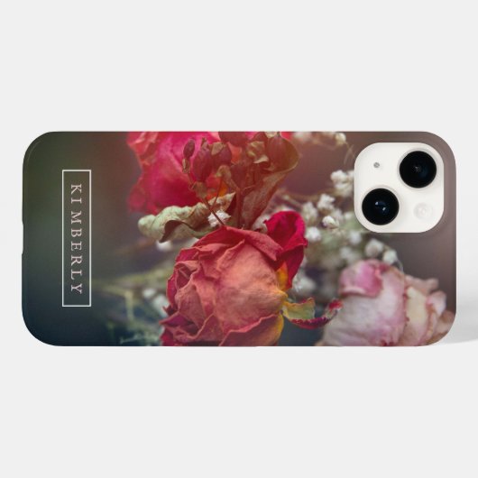 Elegant roze bloemen Aangepaste iPhone Case (Achterkant (horizontaal))