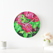 Elegant roze bloemen acrylwerk | grote klok (Huis)
