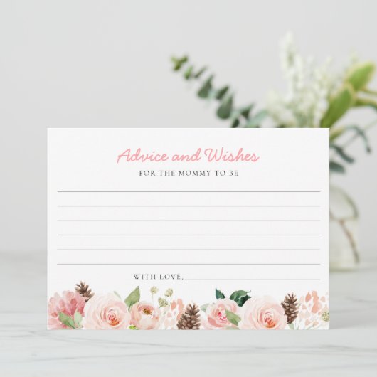 Elegant Roze Bloemen Advies en Wensen Kaart (Staand voorkant)