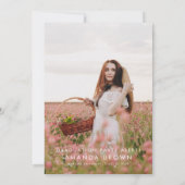 Elegant Roze Bloemen Afstudeerfeest 2025 Kaart (Achterkant)