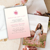 Elegant Roze Bloemen Afstudeerfeest 2025 Kaart