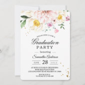 Elegant roze bloemen afstudeerfeest kaart (Voorkant)