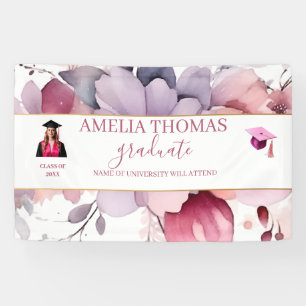 Elegant roze bloemen Afstuderen Banner