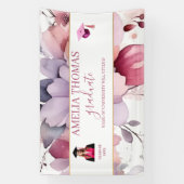 Elegant roze bloemen Afstuderen Banner (Verticaal)