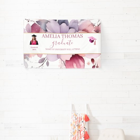 Elegant roze bloemen Afstuderen Banner (Insitu)
