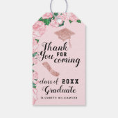Elegant roze bloemen Afstuderen Dank u Cadeaulabel (Achterkant)