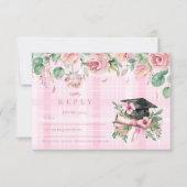 Elegant Roze Bloemen Afstuderen RSVP Kaartje (Voorkant)