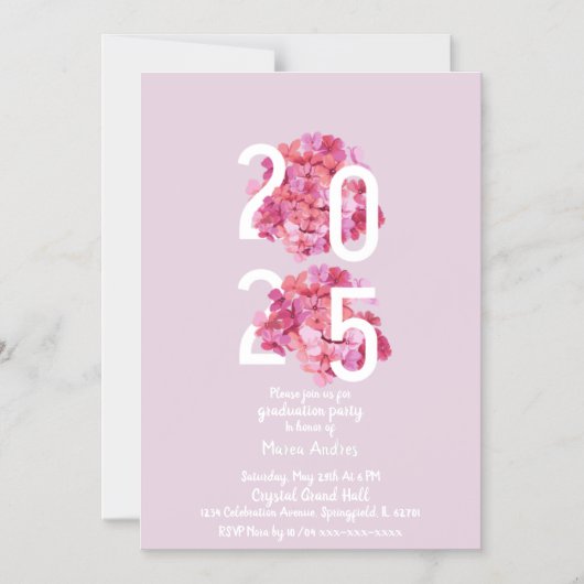 Elegant roze Bloemen Afstuderen Uitnodiging Magnetische Uitnodiging (Voorkant)