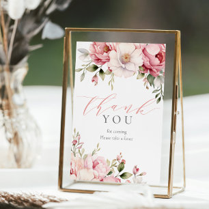 Elegant roze bloemen Baby shower gunstteken