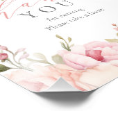 Elegant roze bloemen Baby shower gunstteken Foto Afdruk (Hoek)