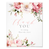 Elegant roze bloemen Baby shower gunstteken Foto Afdruk (Voorkant)