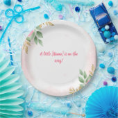 Elegant Roze Bloemen Baby shower met Roos en Goud Papieren Bordje (Feest)