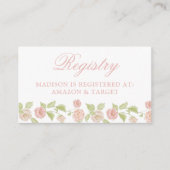 Elegant roze bloemen Baby shower register Informatiekaartje (Voorkant)