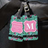 Elegant Roze Bloemen Bagagelabel met Monogram