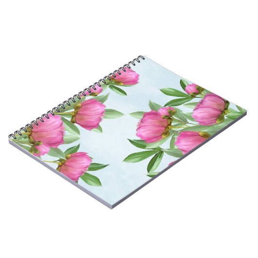 Elegant roze bloemen bloemen botanische pony bloem notitieboek (Linkerzijde)