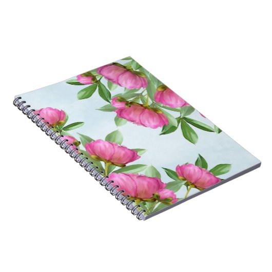 Elegant roze bloemen bloemen botanische pony bloem notitieboek (Rechterzijde)