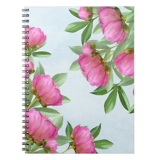 Elegant roze bloemen bloemen botanische pony bloem notitieboek (Voorkant)