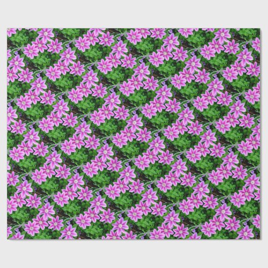 Elegant roze bloemen boho groen cadeaupapier (Vlak)