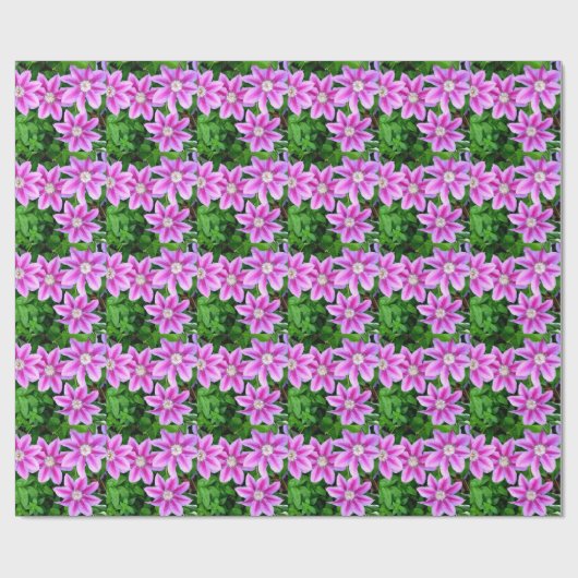 Elegant roze bloemen boho groen cadeaupapier (Vlak)