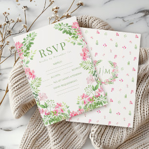 Elegant Roze Bloemen Boho Zomer bruiloft RSVP kaar Kaartje