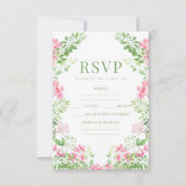 Elegant Roze Bloemen Boho Zomer bruiloft RSVP kaar Kaartje (Voorkant)