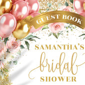 Elegant Roze Bloemen Bruidsfeest Gastboek Gastenboek