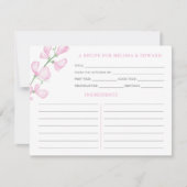 Elegant roze bloemen bruiloft Shower Recipe Kaart (Voorkant)