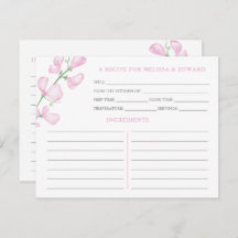 Elegant roze bloemen bruiloft Shower Recipe Kaart