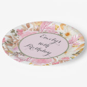 Elegant Roze Bloemen Custom Party Papieren Bordje (Gekanteld)