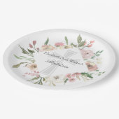 Elegant Roze Bloemen Doop Religieus Custom Party Papieren Bordje (Gekanteld)