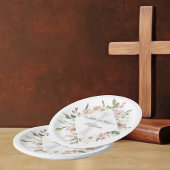 Elegant Roze Bloemen Doop Religieus Custom Party Papieren Bordje