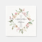 Elegant Roze Bloemen Doop Religieus Custom Party Servet (Voorkant)
