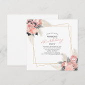 Elegant roze bloemen en ivoor pampas Birthday iv Kaart (Voorkant / Achterkant)