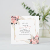 Elegant roze bloemen en ivoor pampas Birthday iv Kaart (Staand voorkant)