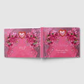 Elegant roze bloemen gastenboek (Volledig)