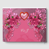 Elegant roze bloemen gastenboek (Achterkant)