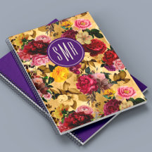 Elegant roze bloemen geel monogram