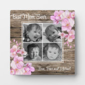 Elegant roze bloemen gepersonaliseerde vier foto's fotoplaat (Voorkant)