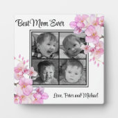 Elegant roze bloemen gepersonaliseerde vier foto's fotoplaat (Voorkant)