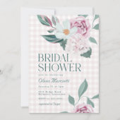 Elegant Roze Bloemen Gingham Garden Vrijgezellenfe Kaart (Voorkant)