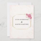 Elegant Roze Bloemen Goud Spaans Nuestra Boda Kaart (Achterkant)