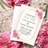 Elegant Roze Bloemen Goud Spaans Nuestra Boda Kaart