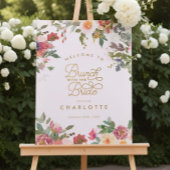 Elegant Roze Bloemen Goud Vrijgezellenfeest Brunch Poster