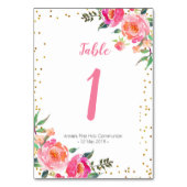 Elegant Roze Bloemen Gouden Tafel Nummer Kaart (Achterkant)