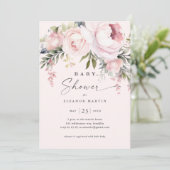 Elegant roze bloemen groen tuin Baby shower Kaart (Staand voorkant)
