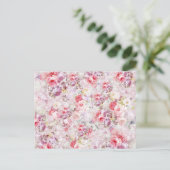 Elegant roze bloemen koninklijk demaspatroon briefkaart (Staand voorkant)