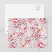 Elegant roze bloemen koninklijk demaspatroon briefkaart (Voorkant / Achterkant)