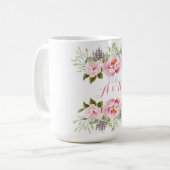 Elegant Roze Bloemen Krans Bruiloft Monogram 25e Koffiemok (Voorkant links)