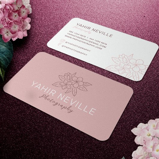 Elegant Roze Bloemen Logo Visitekaartje
